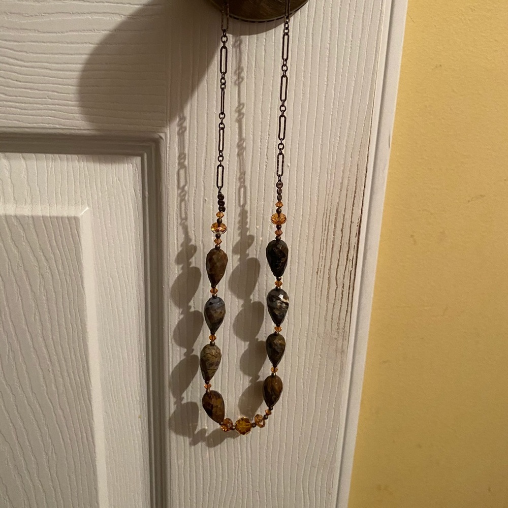 Sterling silver brown beaded necklace